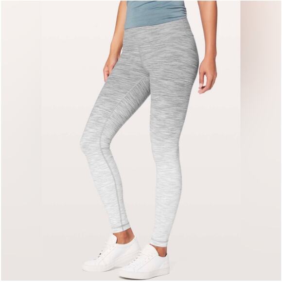 Lululemon Leggings Womens 2 Gray Wunder Under Hi-Rise Ombre Melange Luon 28" Gym - Picture 1 of 11